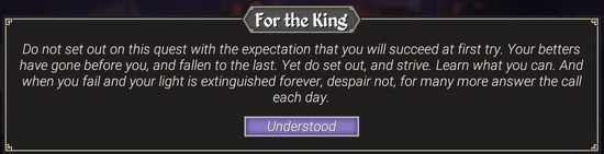 For The King Difficulty Disclaimer