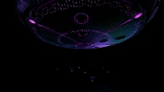 The Mothership seen when a lighting bug occurs, showing off all its lights
