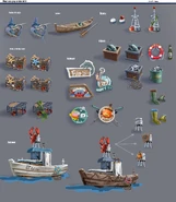 Concept Art for Wharf Town Props by Linfeng Dai