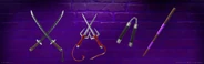 TMNT Weapons - Promo - Fortnite.jpeg (287 KB) Promo Image for Leonardo's Katanas, Raphael's Sai, Michelangelo's Nunchaku and Donatello's Staff for Cowabunga