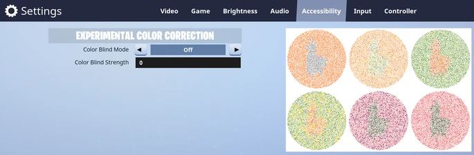 Accessibility Menu (Old) - Colour Blind Settings