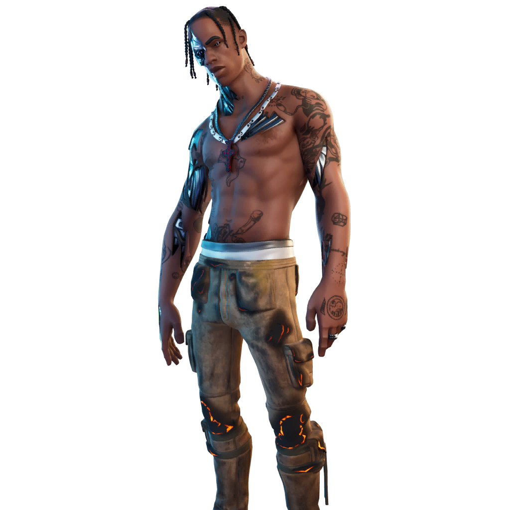 Travis Scott with his backpack in Fortnite