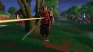 Shogun X retreating after being damaged to 25% health