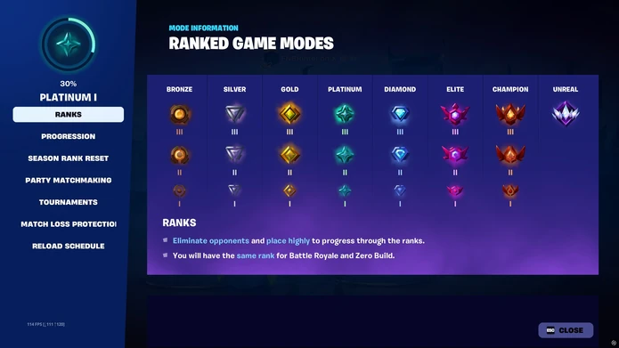Ranked Details (v40.20) - Ranked - Fortnite