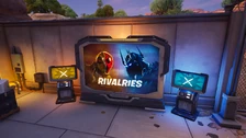 A Rivalry Screen. The terminal on the left sells weapons, the one on the right sells perks and other misc. items.