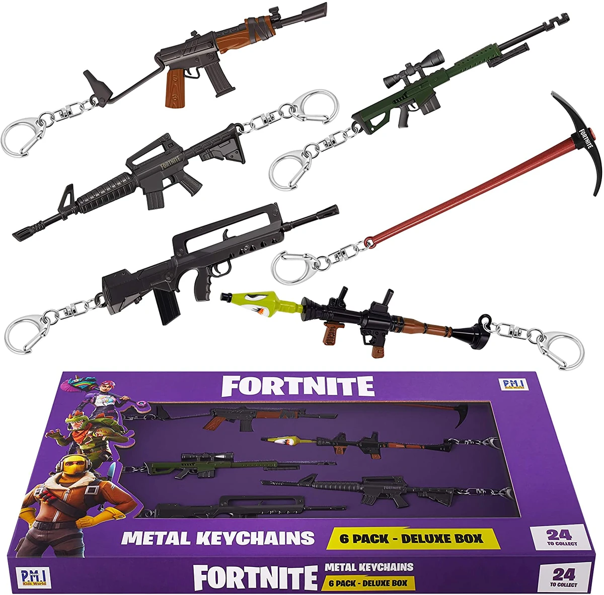 PMI Fortnite Metal Keychain, Battle Royale Collection, 3-6 Inch, 6-Pack ...