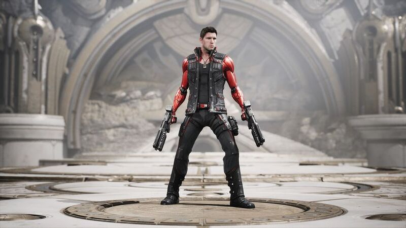 Image of TwinBlast's default skin from Paragon, upon which Midnight Ops is based.