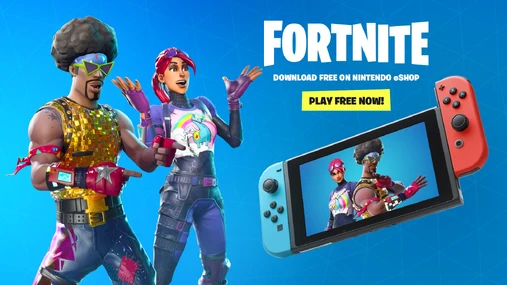 Promotional Image for Fortnite on Nintendo Switch featuring Brite Bomber and Funk Ops.