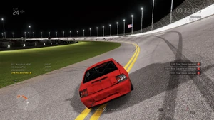 A 2000 Ford SVT Cobra R having been heavily damaged in Forza Motorsport 6.