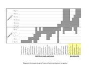 Ranges of families tetrapods through the  and .