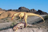 Staurikosaurus feeding on a rhynchosaur