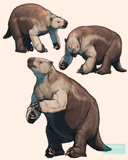 3 designs of Paramylodon walking and standing