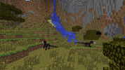 Two Deinonychus at the base of a cliff.