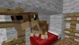 Female Dryosaurus in an Archaeologist Villager's bed.