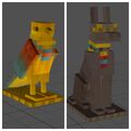 Egyptian bird and jackal statues