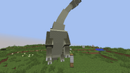 a brachiosaurus playing with a scratching post