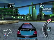 The Ford Taurus Stock Car racing through the Oil Refinery track.