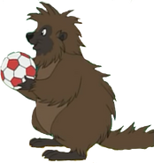 Porcupine holding a soccer ball
