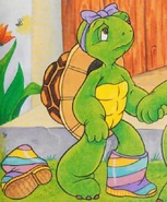 Harriet with rainbow boots in the Franklin Forgives book