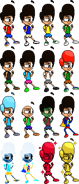 Old set of alternate colors. All of these alts still exist, apart from Baldi Andy, and the two Super Andy Man alts, although the latter two will be featured in Andy's super attack.