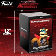 Gregory and Glamrock Freddy statue's box.