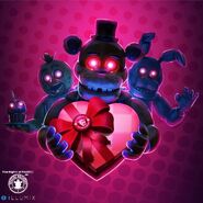 An image of Freddy Fazbear, Bonnie and Chica for the Valentine Event posted on Twitter.