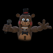 A cutout of Toy Freddy's jumpscare from the Fazerblast: FNaF 2 level.