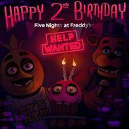 Mr. Cupcake in Help Wanted's 2nd anniversary artwork.