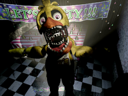 Withered Chica in Party Room 2, brightened and saturated for clarity.