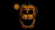 The death screen of Golden Freddy's withered form