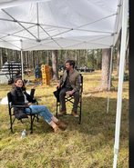 Jessica and Garrett on set.