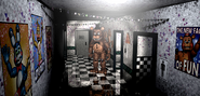 Withered Freddy in the Main Hall, brightened and saturated for clarity.