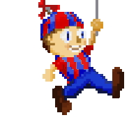 Balloon Boy saltando con los globos.