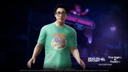 Dwight Fairfield Freddy Fazbear's t-shirt marketing pose.