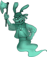 A ghostly Bonnie cutout from the Pirate Ride mode.