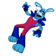 Bonnie, without his signature guitar. (Take note of his distressed expression and how it seems like he is falling).
