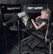 Actress Jophielle Love in Scott Cawthon's director chair.