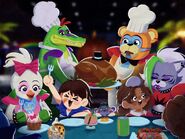 Steel Wool's 2024 Thanksgiving artwork. Note: Bonnie's arm can be seen at the bottom left.