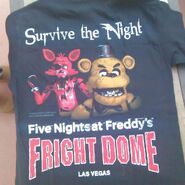 Freddy and Foxy on a shirt that was sold only during Fright Dome.