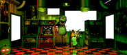 A Foxy arcade cabinet from the FNaF 3-themed Office, brightened and saturated.