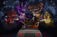 Bonnie, along with Freddy, Chica and Foxy in a concept artwork for Five Nights at Freddy's: The Ride.