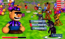 Shadow Freddy with the "Pizza Wheel 2" attack