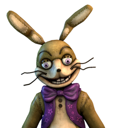 240919 - safe, artist:skeleion, glitchtrap (fnaf), animatronic, fictional  species, lagomorph, mammal, rabbit, robot, anthro, five nights at freddy's,  five nights at freddy's: security breach, 2023, black nose, breasts,  clothes, detailed background, digital