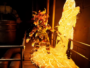 Dollie, melted and covered in molten steel, as seen in officially released gameplay footage and ingame.