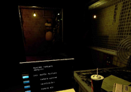 Springtrap looking into the Office on the left door.