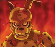 Otra ilustración en la que parece ser el incendio al final de Freddy Fazbear's Pizzeria Simulator.