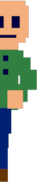 Green shirt hiding.