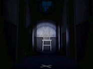Plushtrap peeking out of the near left doorway, which is particularly difficult to see.
