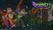 A poster showing Glamrock Freddy and Montgomery Gator playing Golf