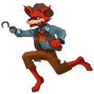 A cutout of Foxy running to the left.